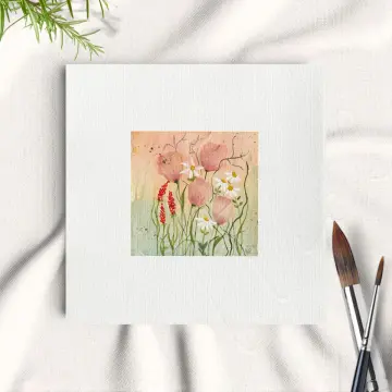 Wandbild, Miniatur Kunstdruck, Aquarell-Blumenwiese 01