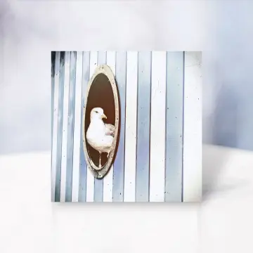 Möwe im Bullauge, maritimes Wandbild im Shabby Landhausstil