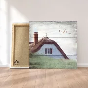 Maritimes Leinwandbild Fischerhütte auf dem Darß im rustikalen Shabby Chic Landhausstil