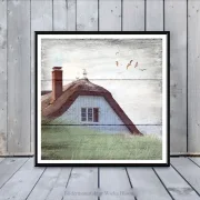 Maritimer Kunstdruck Fischerhütte auf dem Darß im rustikalen Shabby Chic Landhausstil