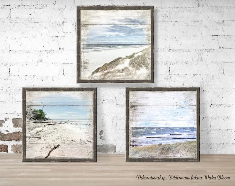 Darß, Küstenbilder, Kunstdruck, Set Wandbilder Shabby Chic