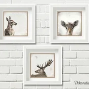Hirsch u Reh - Waldtiere, Kollektion, Wandbilder im Shabby-Chic Landhausstil  als Kunstdruck