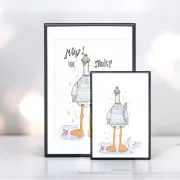 Maritimes Möwen Poster mit lustigem Spruch – handgemaltes Aquarell, witzige Deko, Geschenkidee, A5 A4 A3, günstig online kaufen.