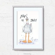 MOIN! IHR SPACKEN! Maritimes Wandbild Poster - Möwe mit humorvollem Spruch kaufen