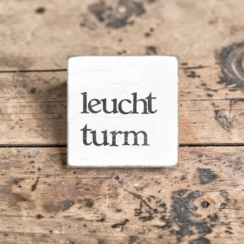 Leuchtturm, Holzblock, Holzschild mit Spruch, Maritimen Motiv