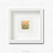 Miniatur, Kunstdruck nach handgemaltem Aquarell, Blumenwiese gelbe Blumen