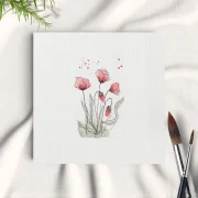 Miniatur, Kunstdruck nach handgemaltem Aquarell, Blumenwiese