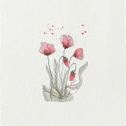 Kunstdruck nach handgemaltem Aquarell, rote Mohnblumen als Miniatur auf Büttenpapier