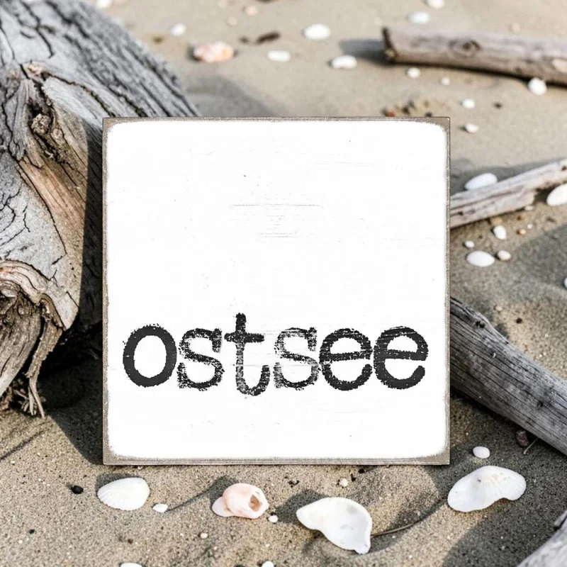 Ostsee, maritimer Holzblock im Shabby Chic