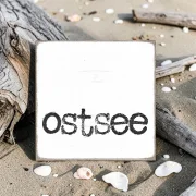 Ostsee, maritimer Holzblock im Shabby Chic
