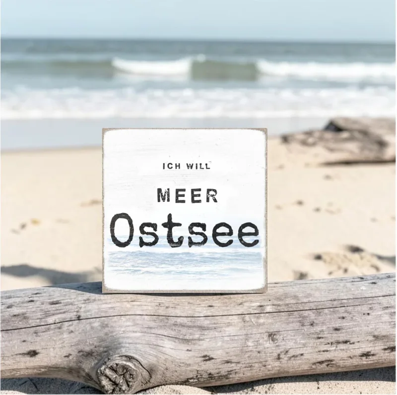 Meer Ostsee, maritimer Holzblock im Shabby Chic