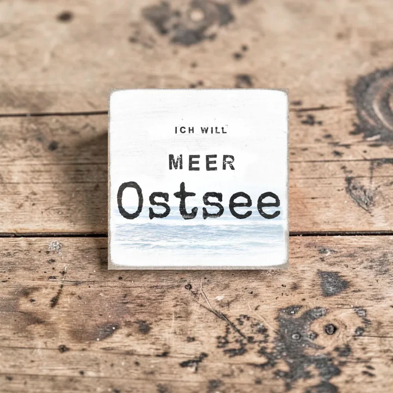 Meer Ostsee, maritimer Holzblock im Shabby Chic