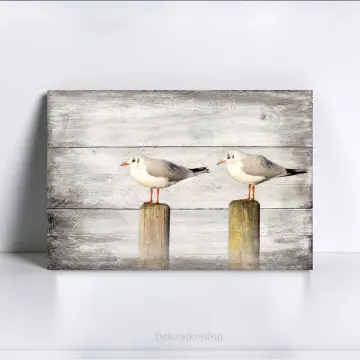 Möwen, Maritimes Wandbild im Shabby-Chic Landhausstil