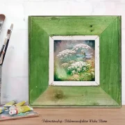 Karottenblüten mit Libelle, Wandbild als Kunstdruck im Shabby Chic, Landhausstil