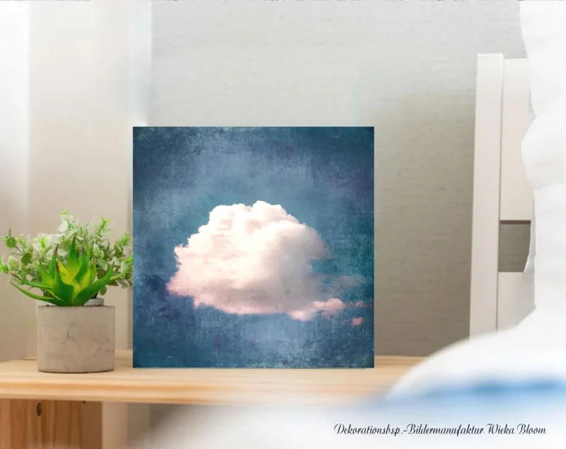 Wolkenzauber, Wandbild im Vintage Style, Shabby-Chic, Landhausstil als Holzdruck