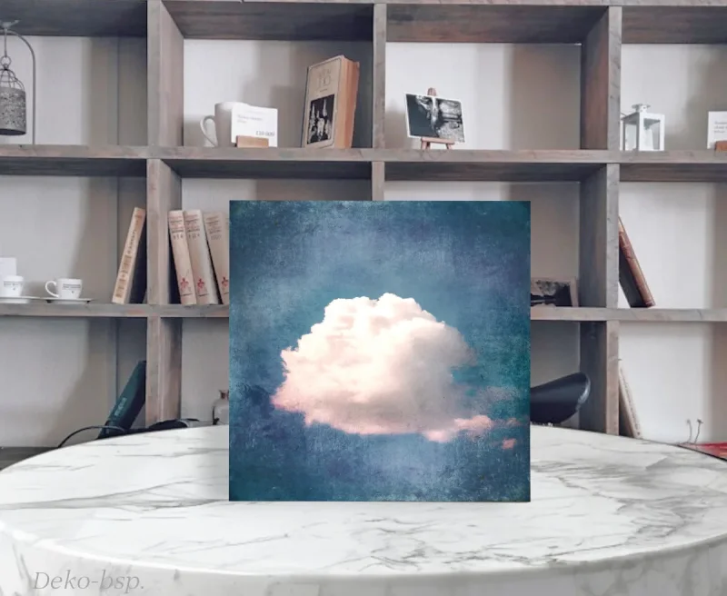 Wolkenzauber, Wandbild im Vintage Style, Shabby-Chic, Landhausstil als Holzdruck