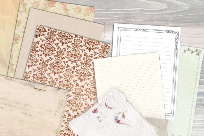 papiere f&uuml;r scrapbooking, journaling, handgef&auml;rbt, handgesch&ouml;pft im vintage style, shabby chic